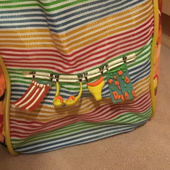 Anne Ormsby “ Surviving Stress” Carribean Themed Tote Bag with Bamboo Handlea - Picture 9 of 11